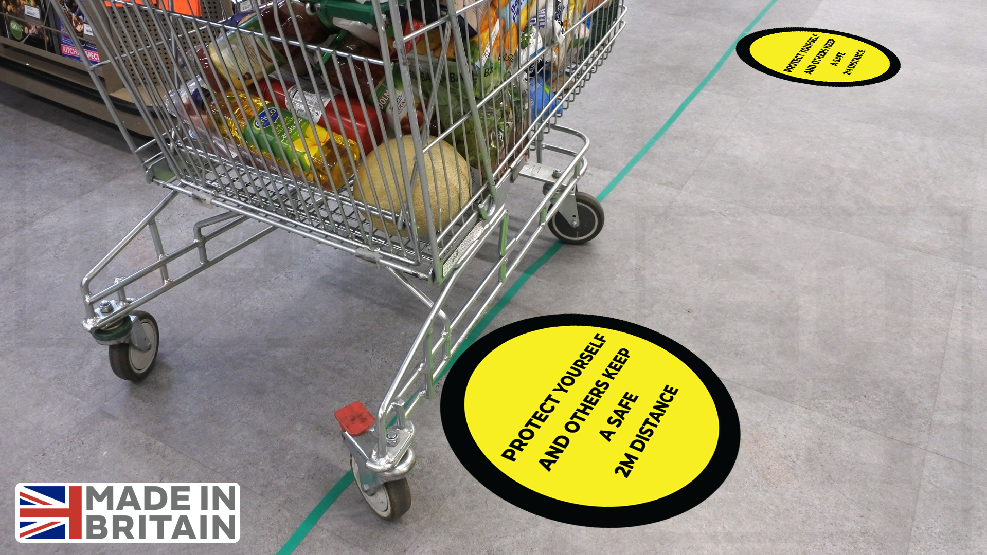 Protect yourself and others floor decals for supermarket, cafe or shop covid19