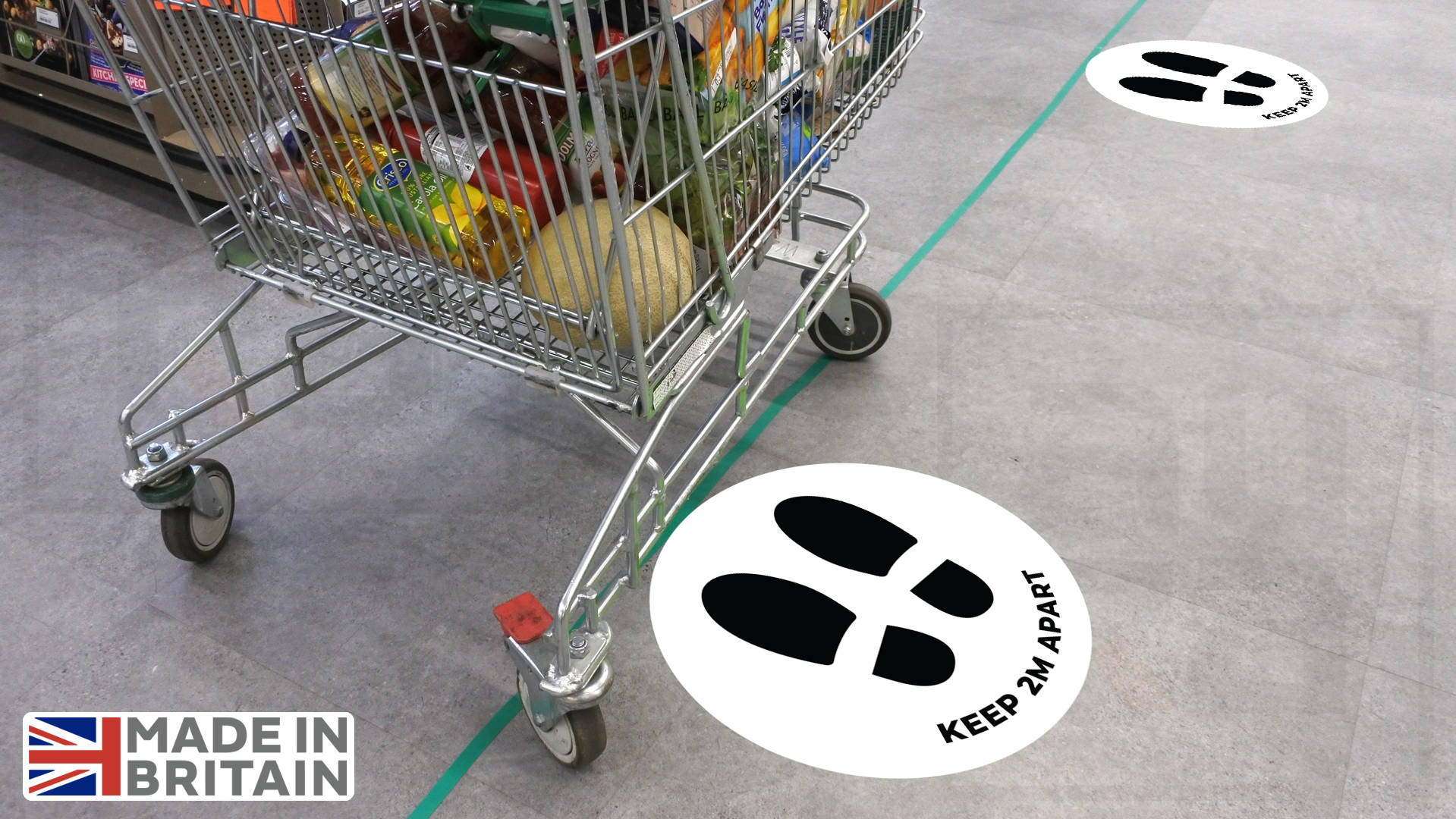 keep 2m apart floor decals for supermarket, cafe or shop covid19