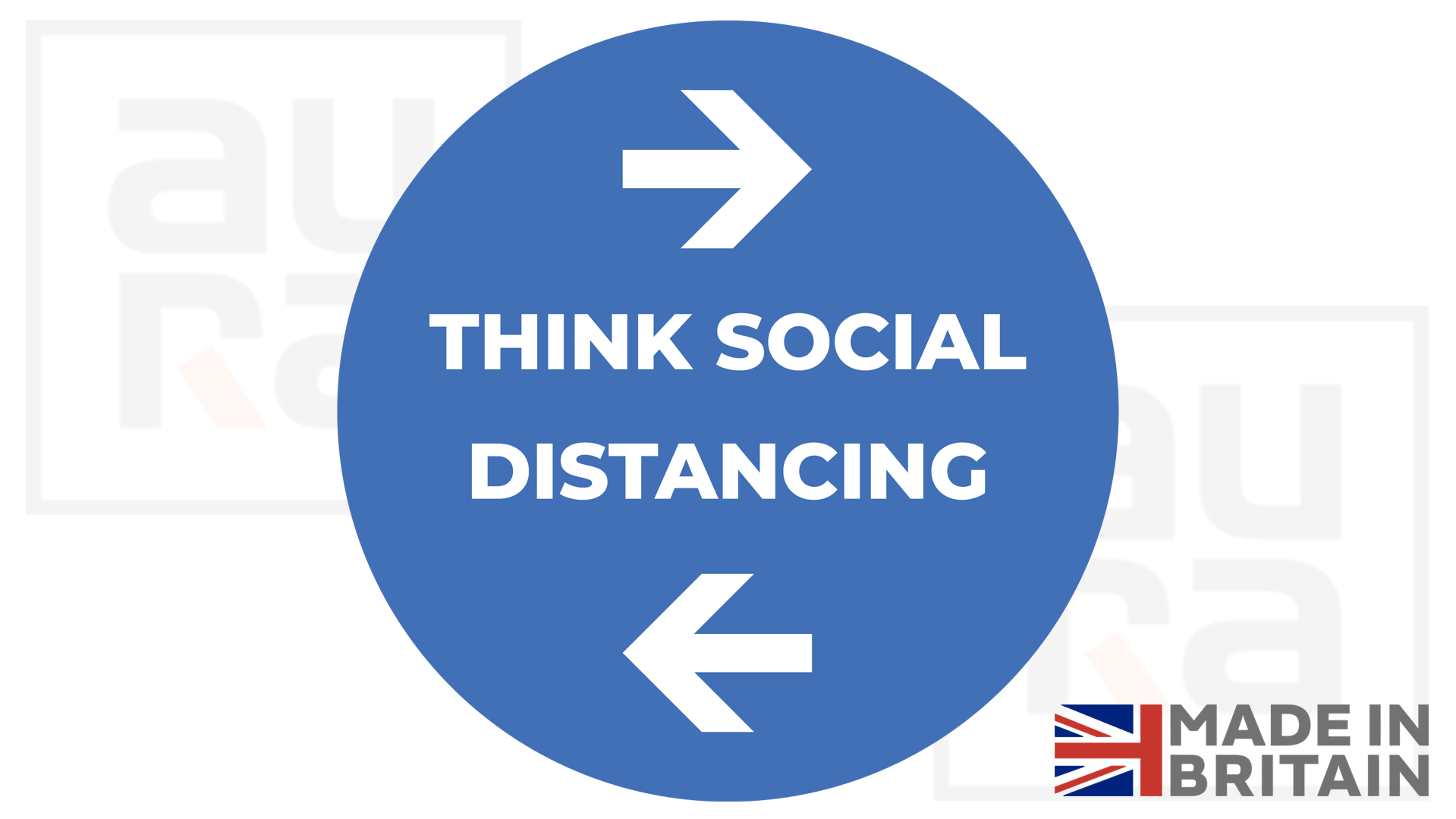 Think social distancing covid19 shop floor sticker for business