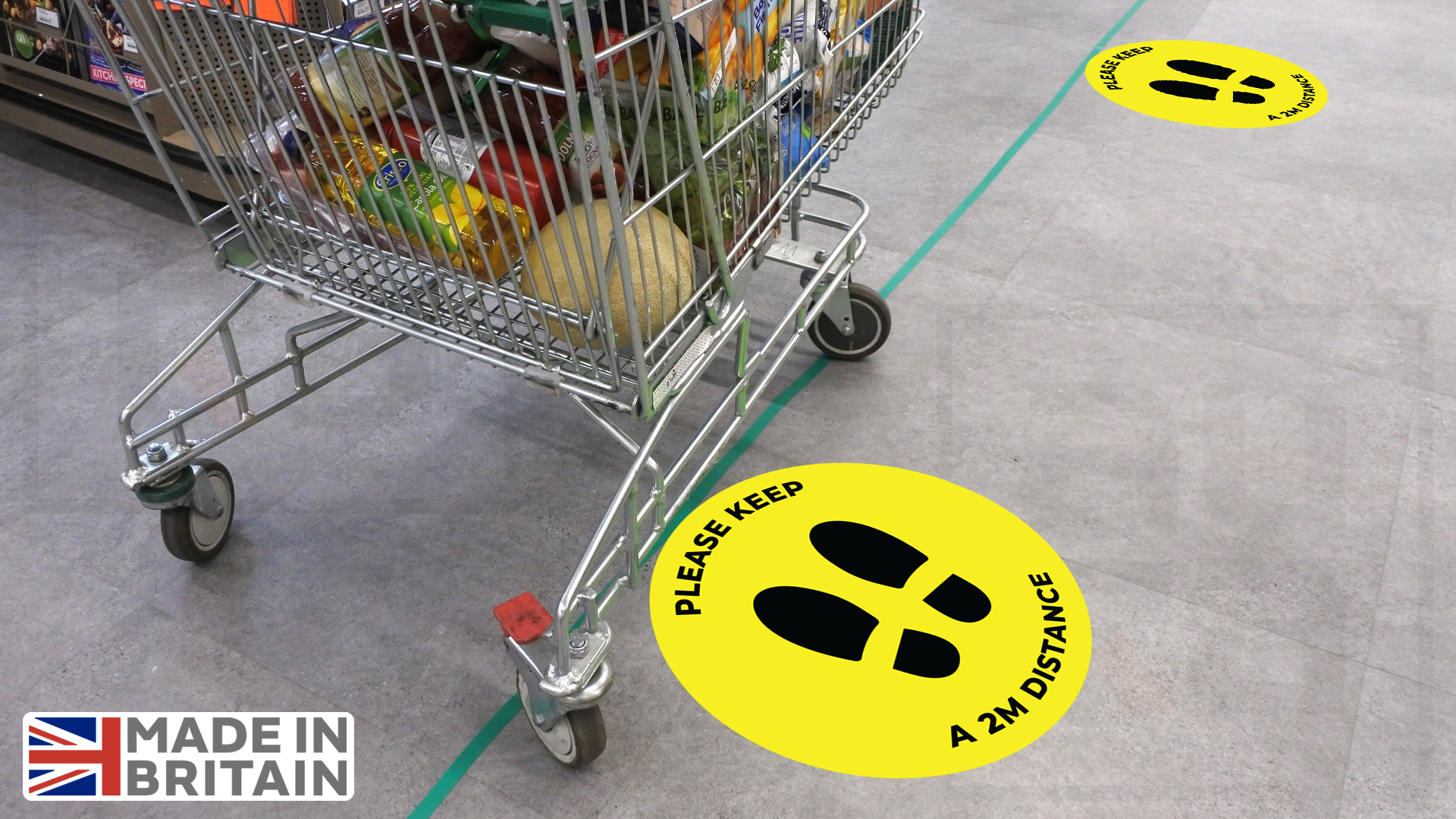 Please keep a 2m distance decals for supermarket, cafe or shop covid19
